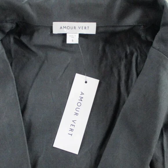 Amour Vert Blazer Womens Small Pewter Gray Tobie Femme Fete Linen Blend Coat NWT - Picture 4 of 10